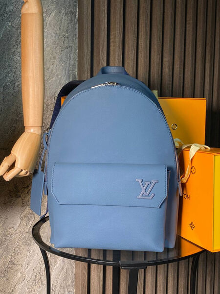 Мужской рюкзак Louis Vuitton мужской кожа синий 145931-4