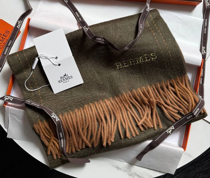 Мужской шарф Hermès мужской болотный 169885