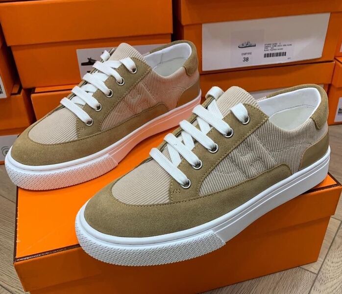 Кеды Hermès женский текстиль бежевый 108096