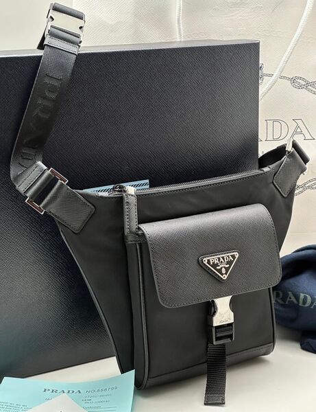 Мужская сумка слинг Prada мужской кожа черный 121361