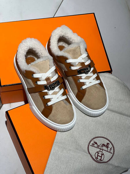 Кеды Hermès женский замша бежевый 166601-5