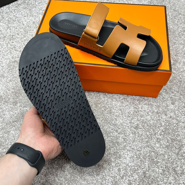 Мужские шлепки Hermès мужской кожа 115602-4