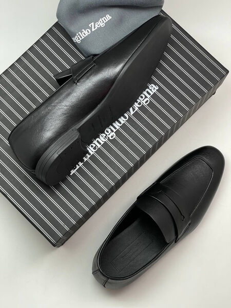 Мужские лоферы Zegna мужской кожа черный 145408-6