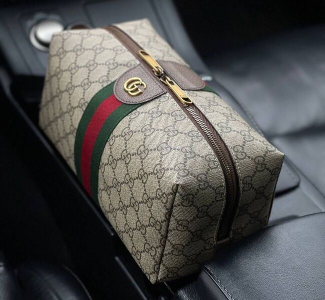 Мужской несессер косметичка Gucci мужской кожа бежевый 110050