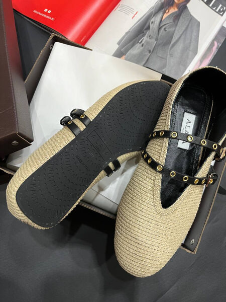 Балетки Alaïa женский текстиль бежевый 155849-3