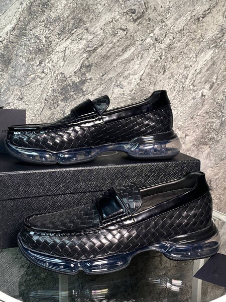 Мужские лоферы Prada мужской кожа черный 145429-2