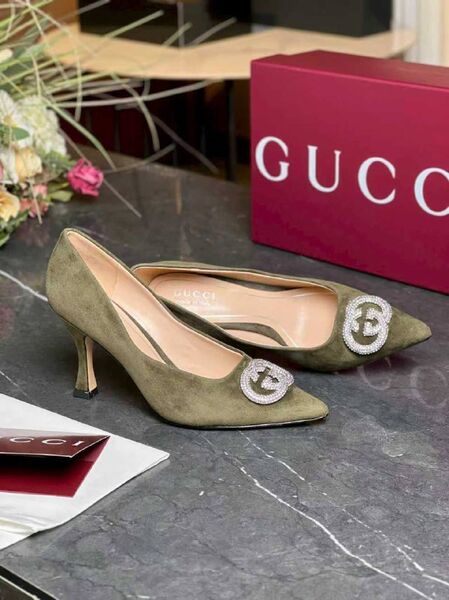 Женские туфли Gucci женский замша хаки u0695506-1-7