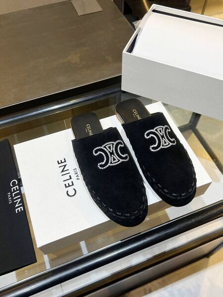 Женские мюли Celine женский замша черный z0190607-1