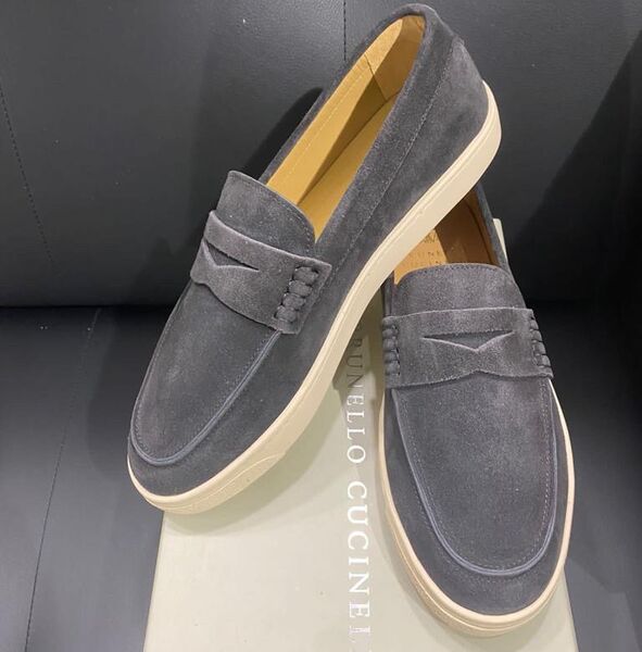 Мужские лоферы Brunello Cucinelli мужской замша графитовый 47676