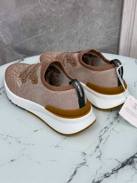 Мужские кроссовки Brunello Cucinelli мужской текстиль бежевый 146623-4
