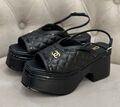 Босоножки Chanel женский кожа swift черный,белый 123967