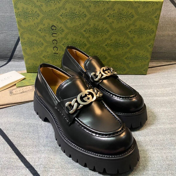 Лоферы Gucci женский кожа черный 123011-5