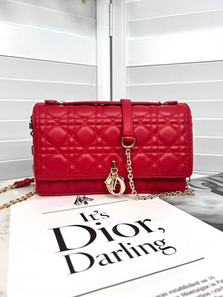 Сумка Christian Dior Handle женский кожа бордовый 152943-2