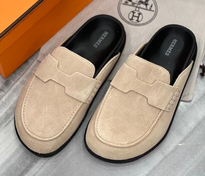 Мюли Hermès женский замша бежевый 109508