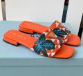 Шлепки Prada женский текстиль оранжевый 109275-1