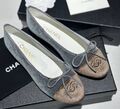 Балетки Chanel женский вельвет графитовый 156691-1