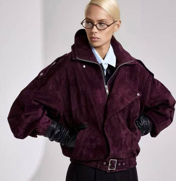 Куртка Saint Laurent женский замша бордовый 196668