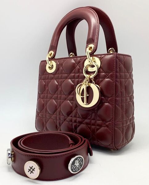 Сумка Lady Dior женский кожа бордовый 75957