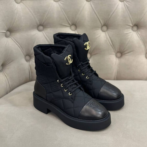 Ботинки Chanel женский кожа черный 137541-2