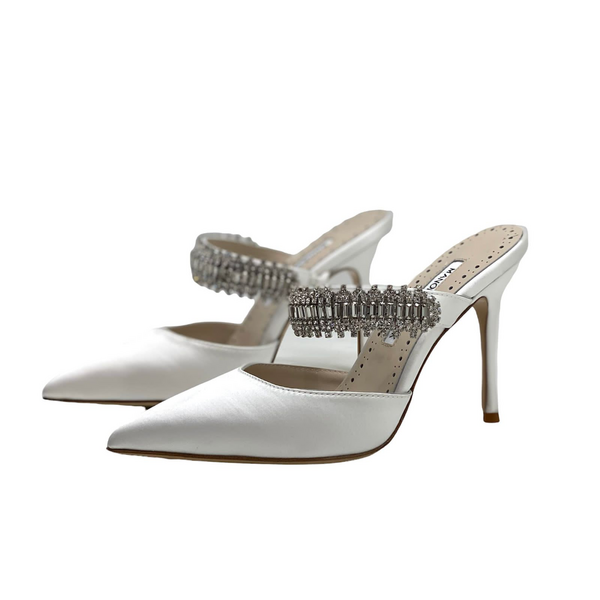 Туфли Manolo Blahnik женский сатин белый 80843-2