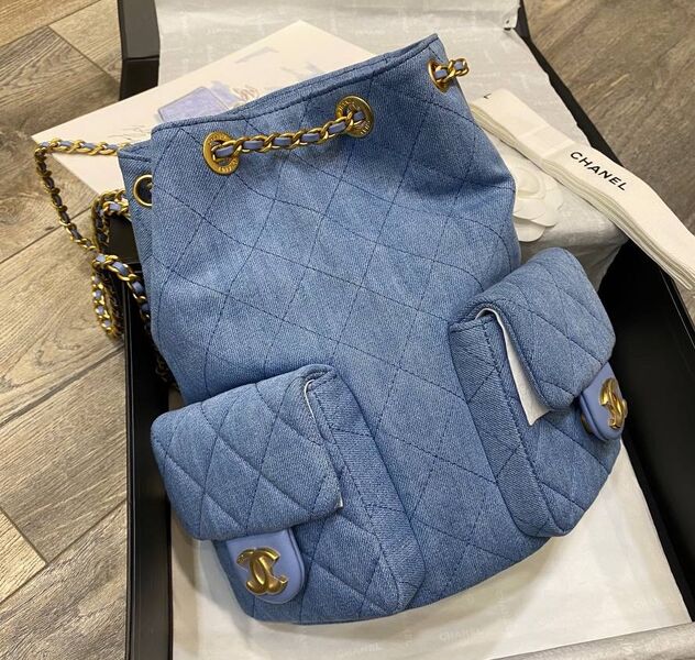 Рюкзак Chanel женский джинса синий 179325
