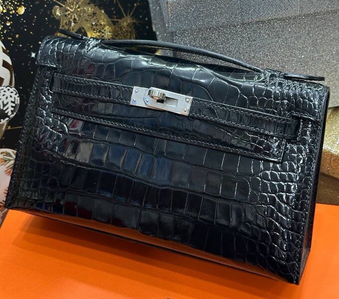 Сумка Hermèskelly 20 Pochette женский кожа черный 138912