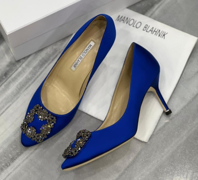 Туфли Manolo Blahnik женский сатин синий 122528
