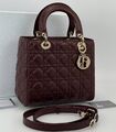 Сумка Christian Dior Lady женский кожа бордовый 187788-1