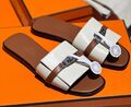 Шлепки Hermès женский кожа белый 150412-1