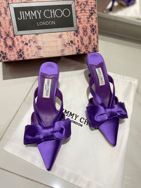 Шлепки Jimmy Choo женский сатин фиолетовый 107374-2