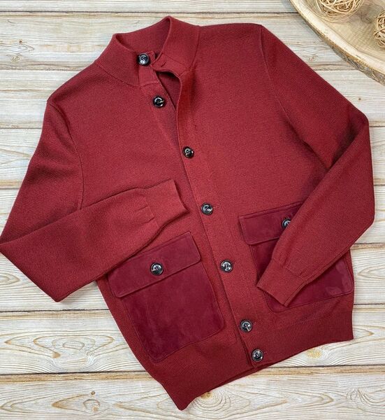 Мужской кардиган Loro Piana мужской вязаная ткань бордовый 105766