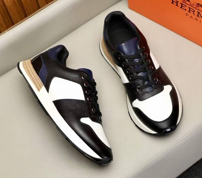 Мужские кроссовки Hermès мужской кожа черный 140293