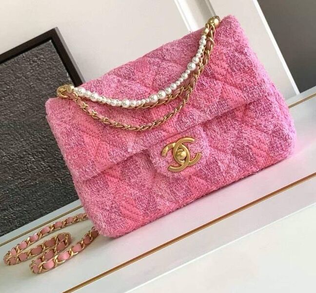 Сумка Chanel женский твид розовый 147533