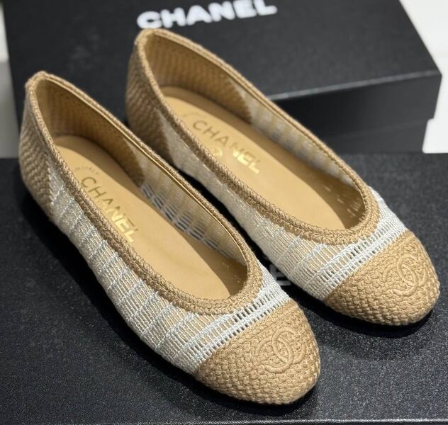 Балетки Chanel женский текстиль бежевый 183947