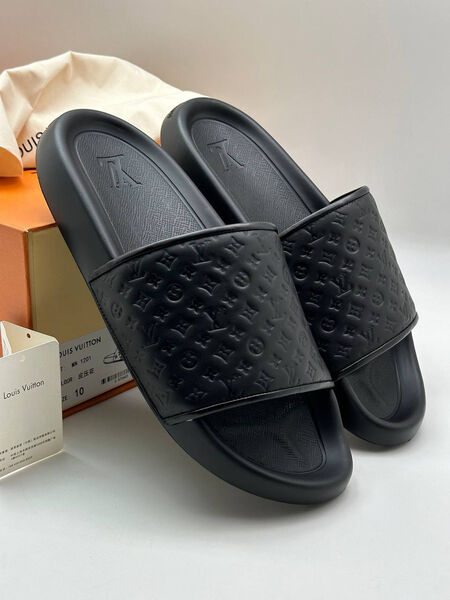 Мужские шлепки Louis Vuitton мужской кожа черный 151958-3