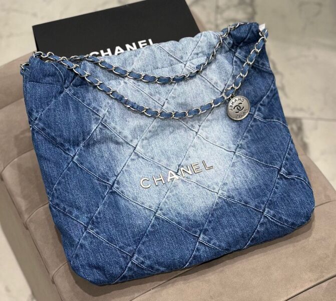 Сумка Chanel 22 женский кожа синий 114125