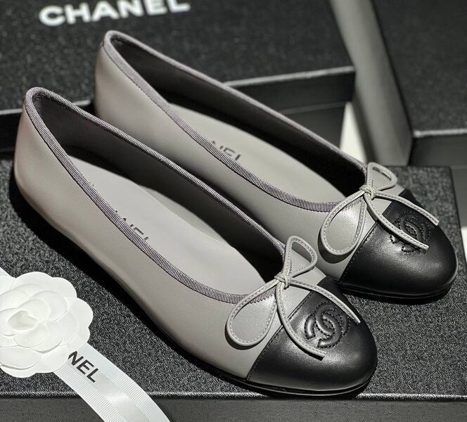 Балетки Chanel женский кожа графитовый 149335