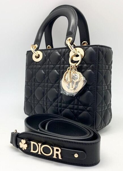 Сумка Lady Dior женский кожа черный 75958