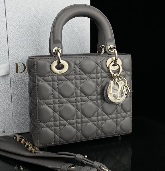 Сумка Christian Dior Lady женский кожа графитовый 120329