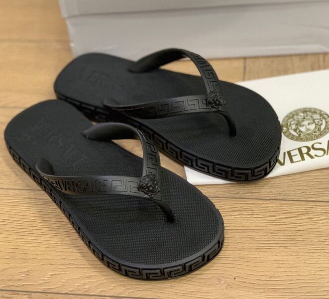Шлепки Versace женский резина черный 117414