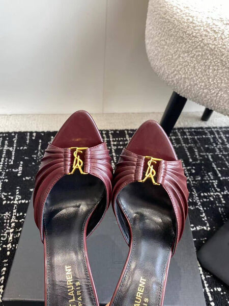 Шлепки Saint Laurent женский кожа бордовый 181512-6