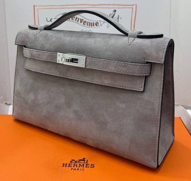 Сумка Hermèskelly Pochette женский замша графитовый 155750