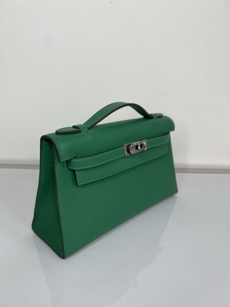 Сумка Hermèskelly 20 Pochette женский кожа болотный 138054-2