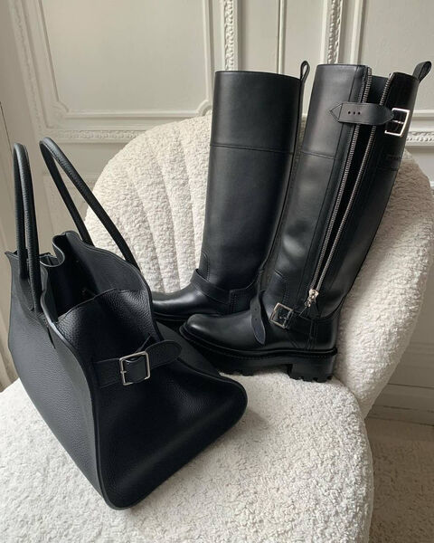 Сапоги Hermès женский кожа черный 166748-8