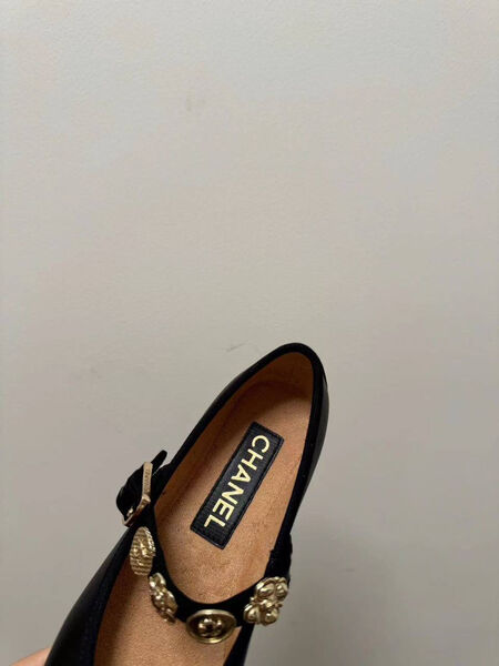 Балетки Chanel женский кожа черный 155398-3