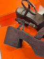 Босоножки Hermès женский замша фиолетовый 185145-3