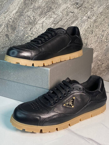Мужские кроссовки Prada мужской кожа черный 161423-2