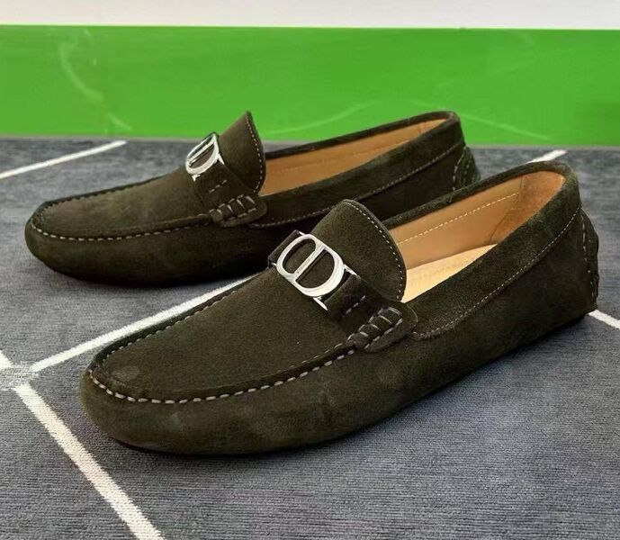 Мужские мокасины Christian Dior мужской замша болотный 190499