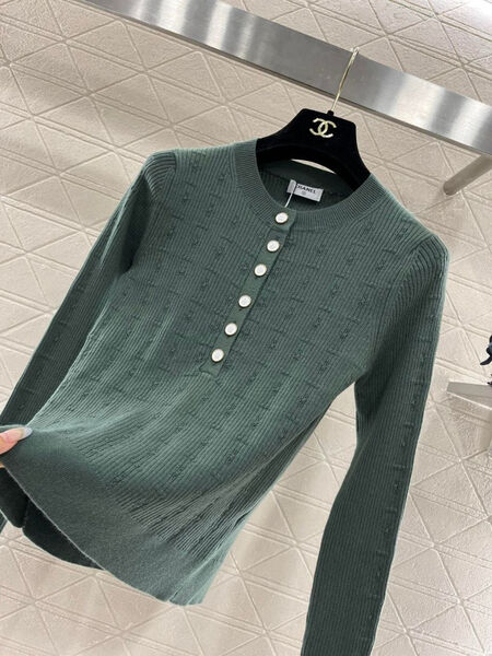 Лонгслив Chanel женский вязаная ткань болотный 165628-2