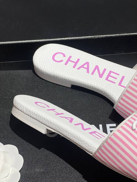 Шлепки Chanel женский текстиль розовый 151165-3
